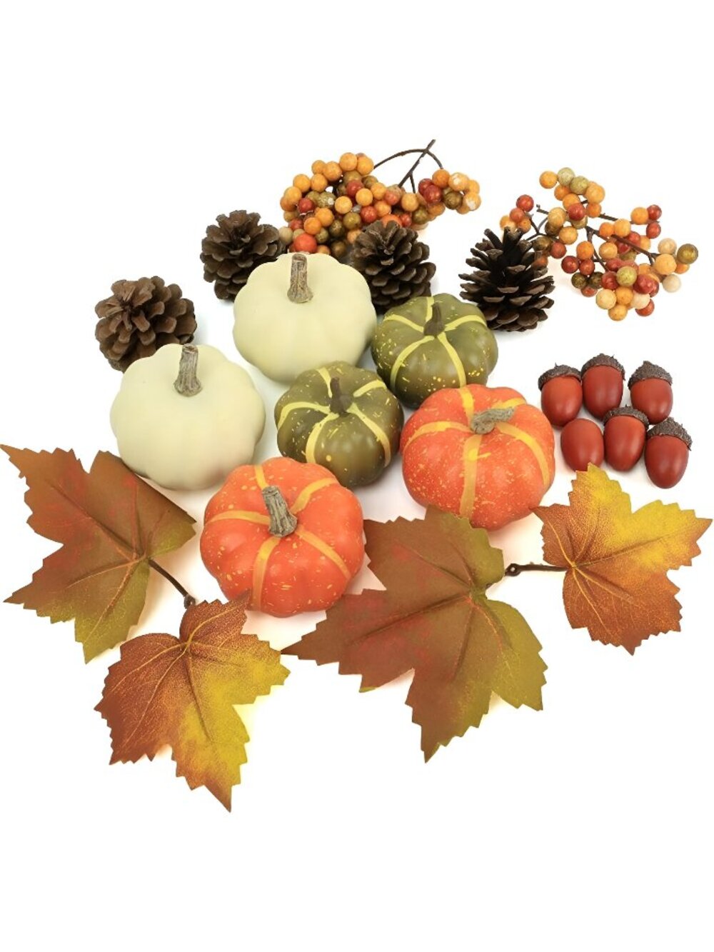 20 Pcs Realistic Fall Mini Pumpkin Decorations, Pumpkin Decor with Maple